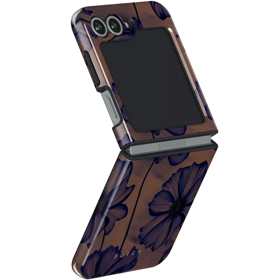 Ekskluzywne etui Burga Velvet Night Tough do Samsung Galaxy Z Flip7 FE / Flip6, brązowo-granatowe
